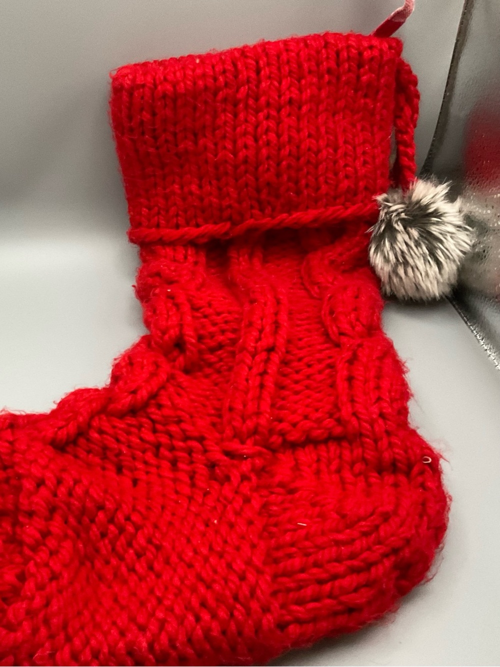 Chunky Cable Knit Christmas Stocking Bella Lux Red